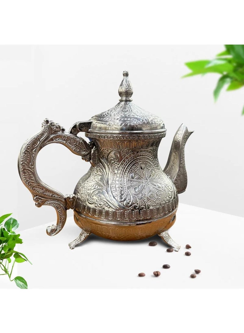 إبريق شاي تركي عثماني من معدن الزاماك سعة 0.85 لتر – تصميم تقليدي بارز - Image 2